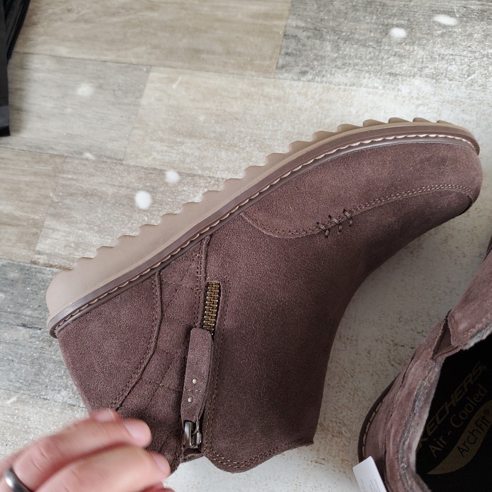 Skechers Arch Fit Mojave Boundless Bliss Womens Boots Sz 8.5 Chocolate Side Zip - Picture 8 of 10